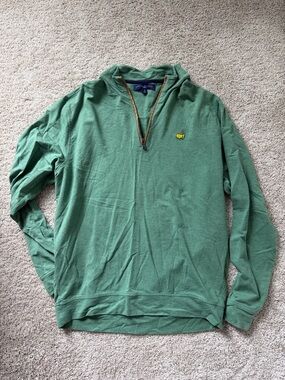 NWOT Masters Green Quarter-Zip Cotton Sweater Golf Clubhouse Collection